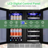 Tittla 30 Inch Wine Fridge, Dual Zone Wine and Beverage Refrigerator with 33 Bottle and 80 Can Wine Cooler Under Counter Freestanding